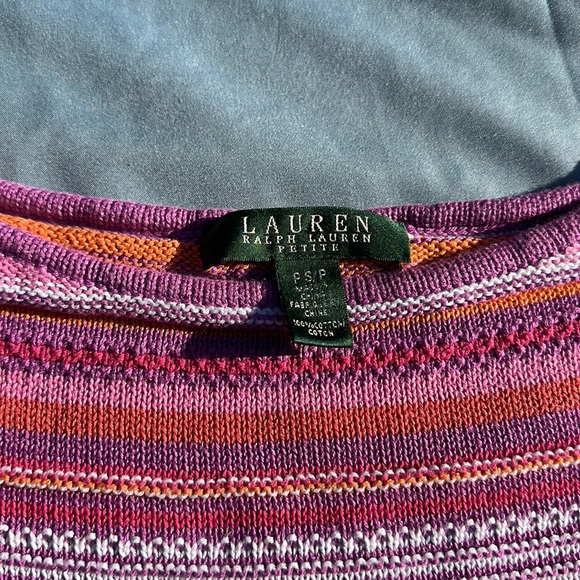 Lauren Ralph Lauren 3/4 sleeve multi knit multi color sweater purple, pink S/P - Picture 4 of 7